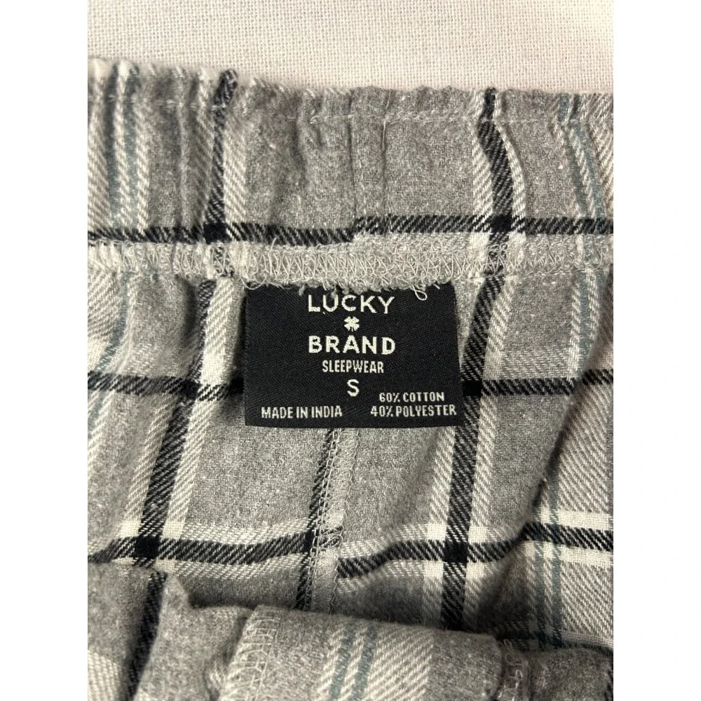 Lucky Brand Mens Grey Black Plaid Pajama Pants Sleepwear Size S Drawstring